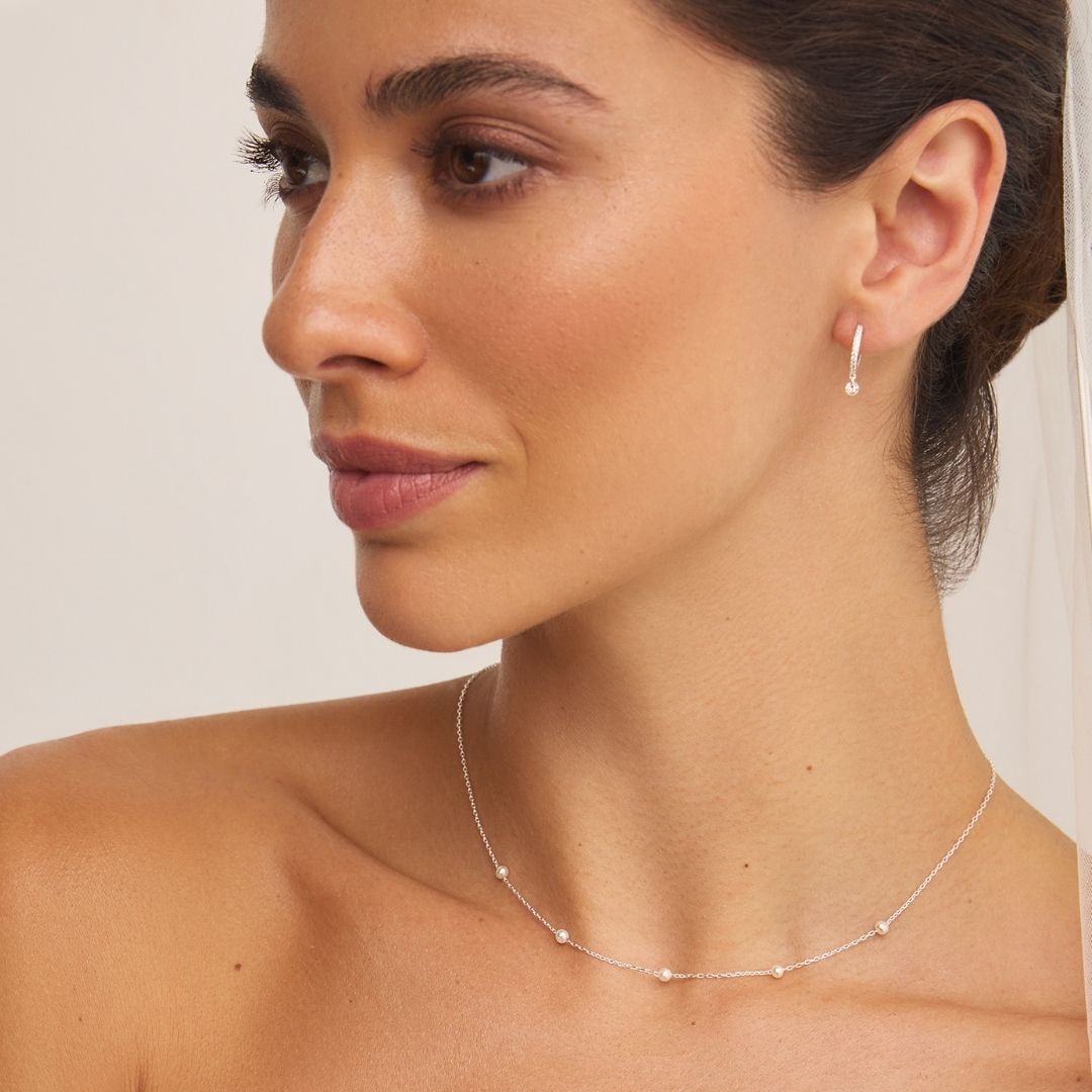 Silver-Tone Five Small Pearl-Style Necklace