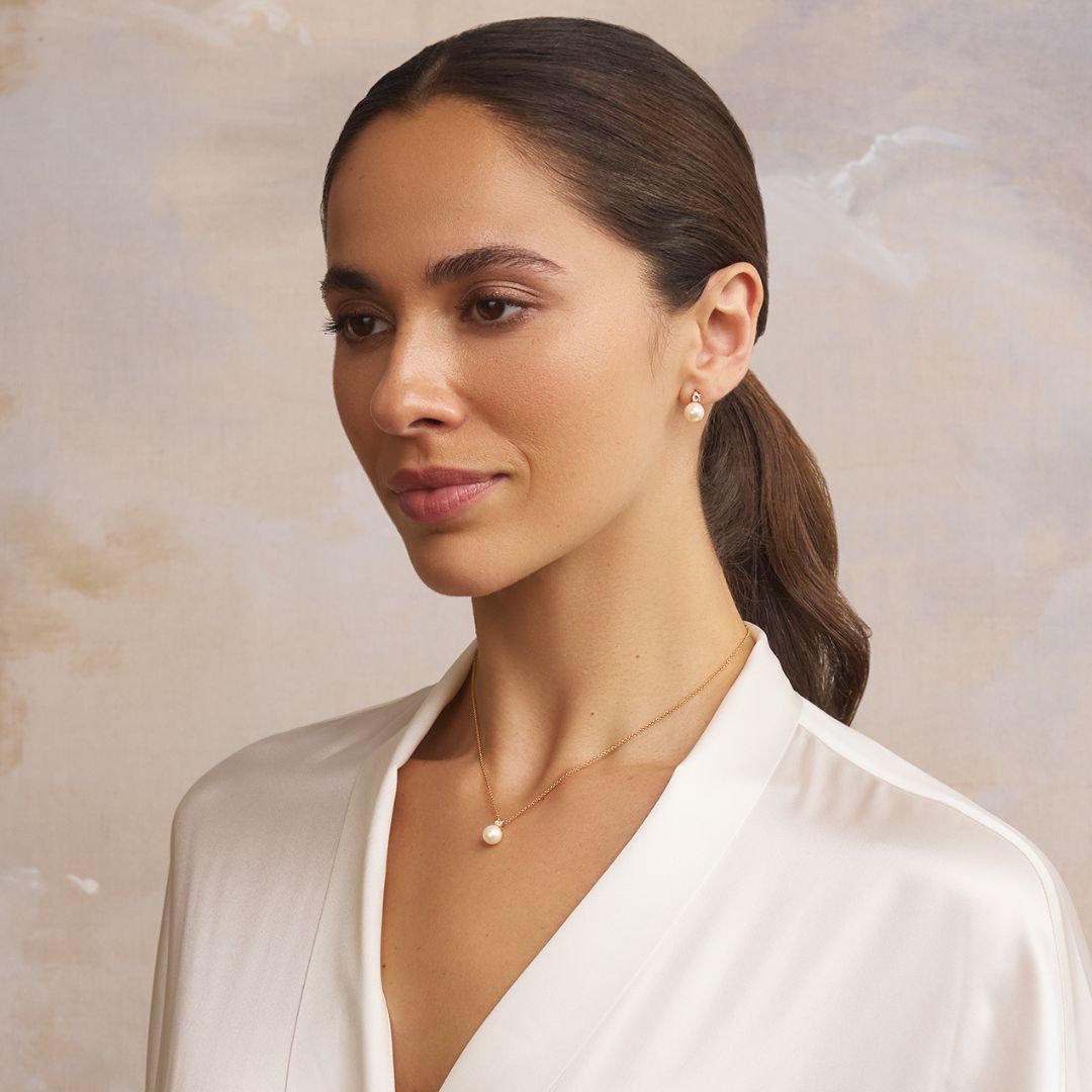 Gold-Tone Crystal-Style and Pearl-Style Necklace