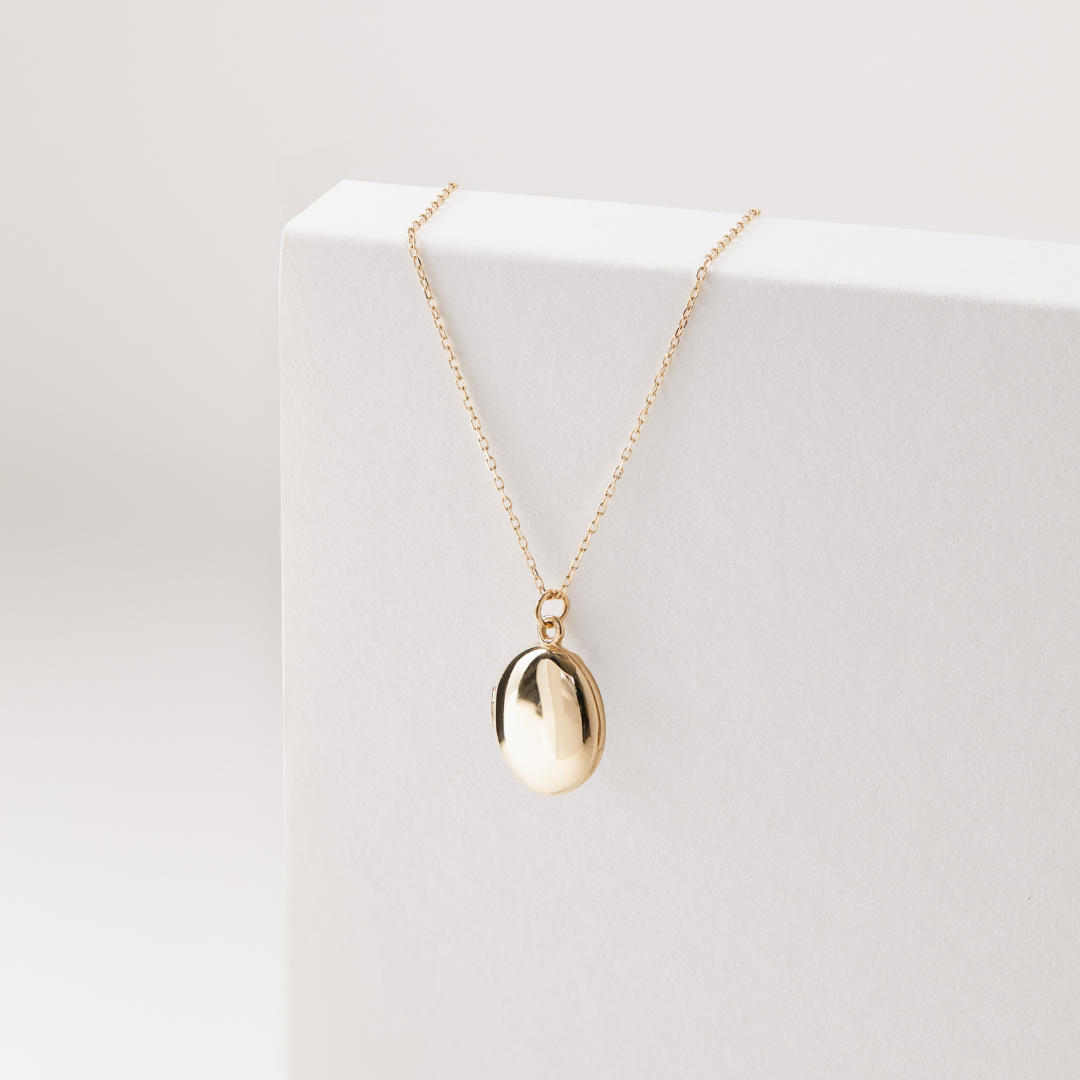Silver-Tone Oval Locket Necklace