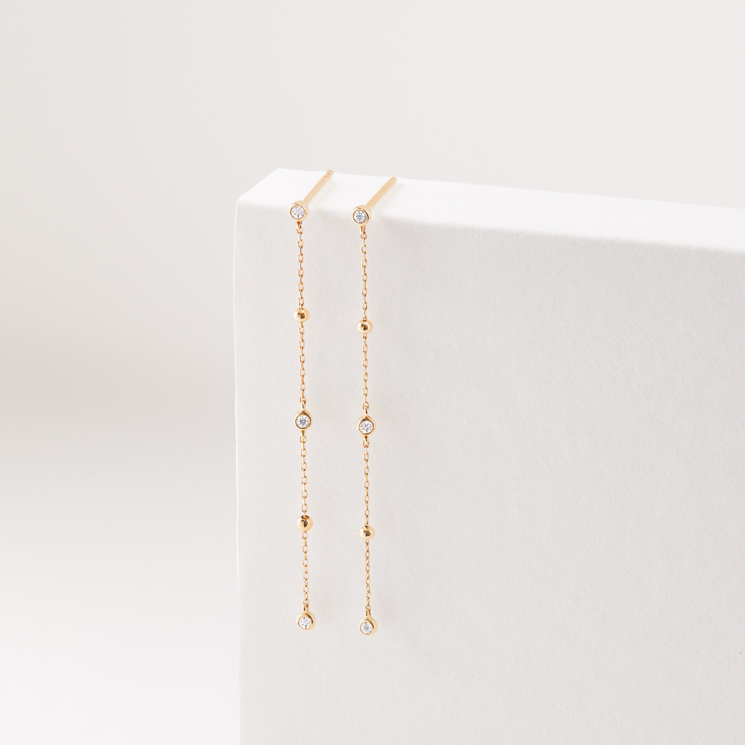 Gold-Tone Crystal-Style Drop Satellite Stud Earrings