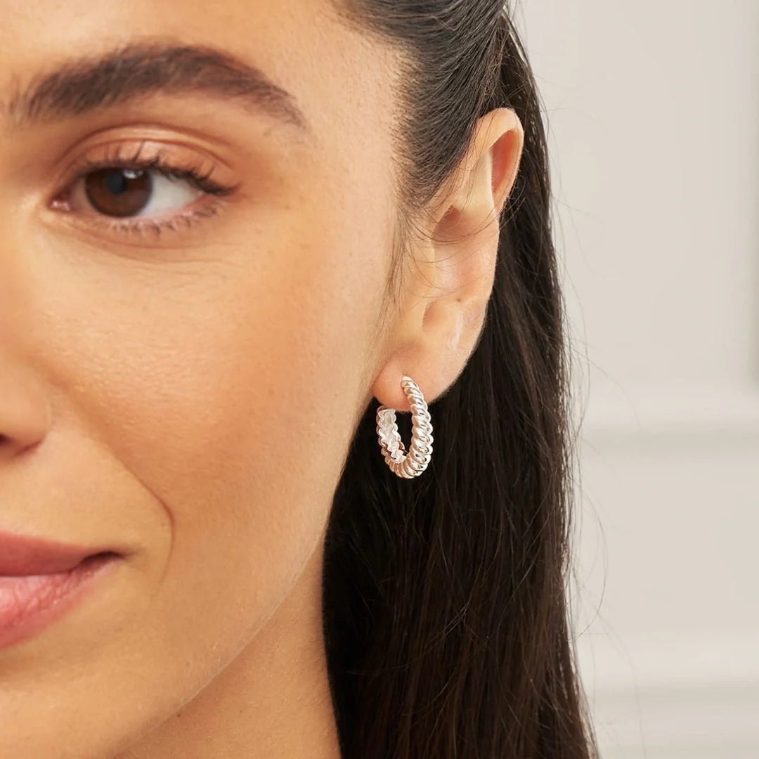 Silver-Tone Large Twisted Rope Hoop Earrings