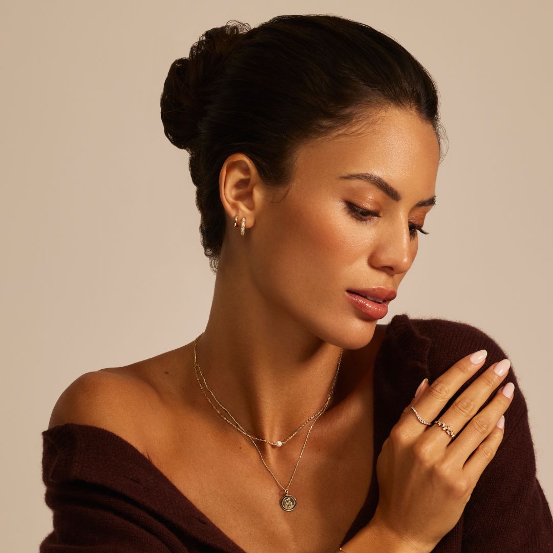 Gold-Tone Crystal-Style Chunky Cluster Hoop Earrings