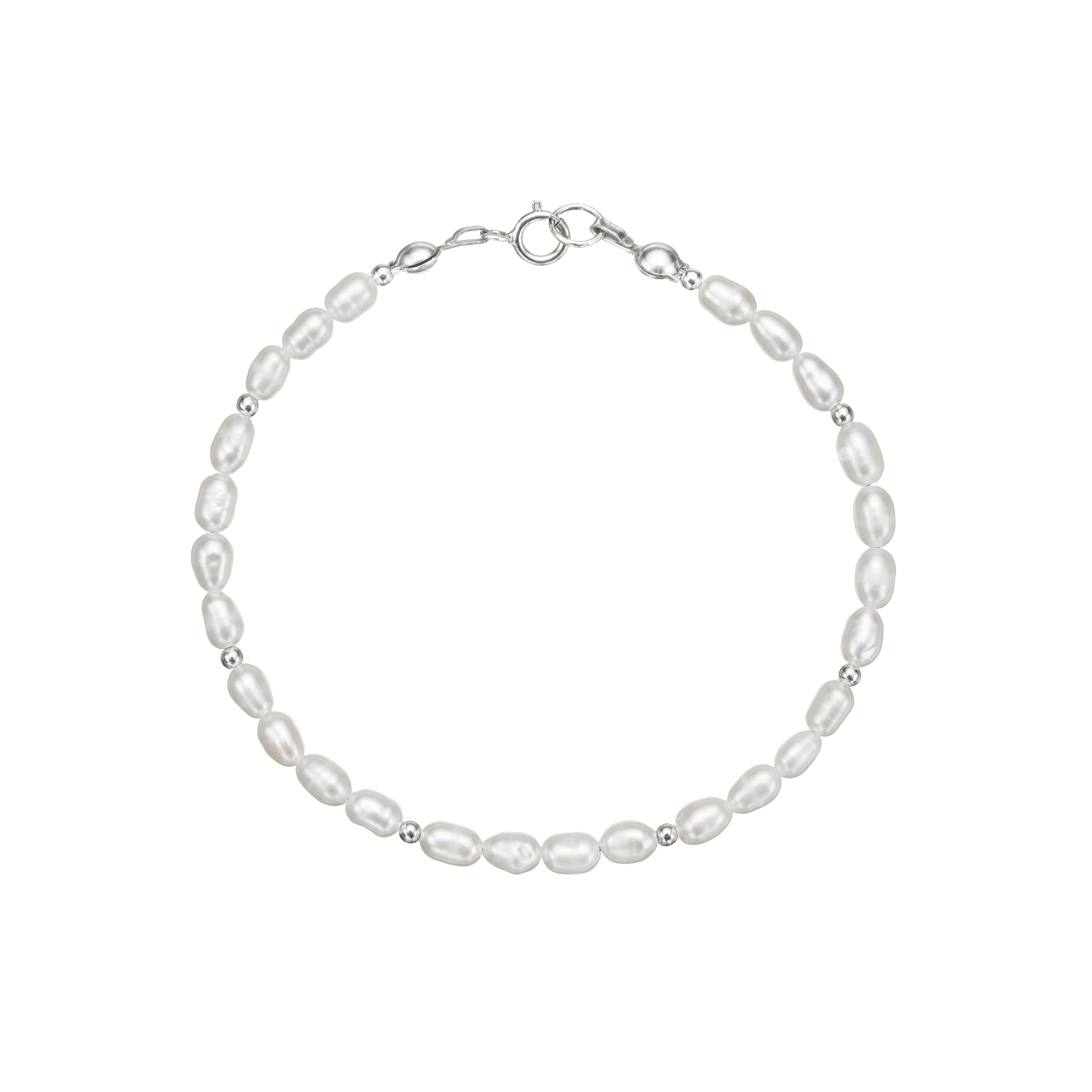 Silver-Tone Beaded Seed Pearl-Style Bracelet