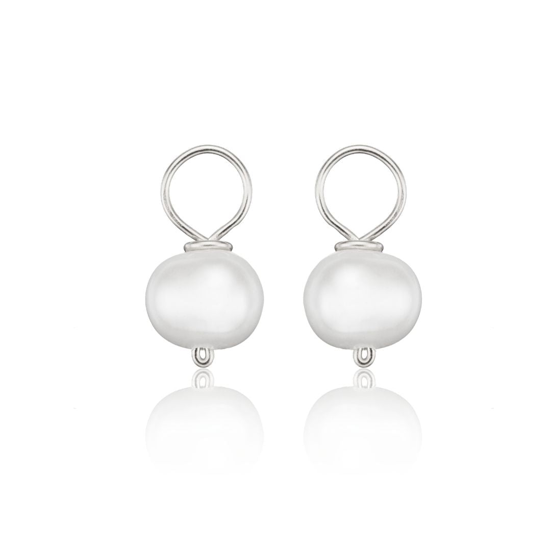 Silver-Tone Small Pearl-Style Drop Earrings