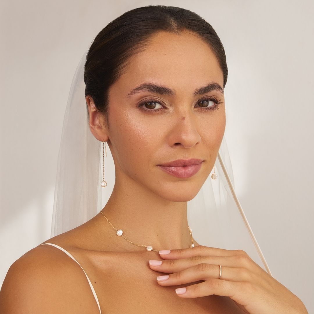 Gold-Tone Pearl-Style Ear Threader Earrings