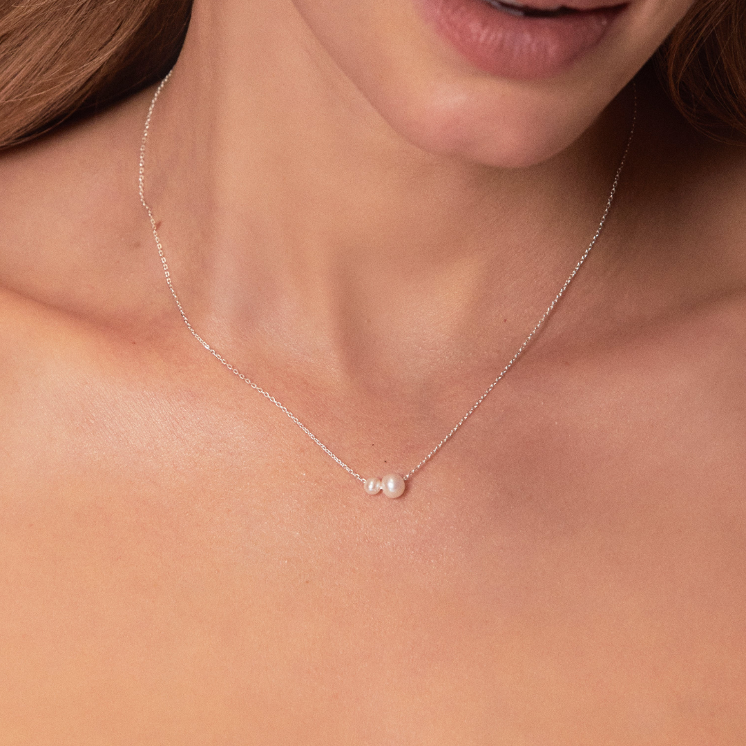 Silver-Tone Large and Small Pearl-Style Necklace