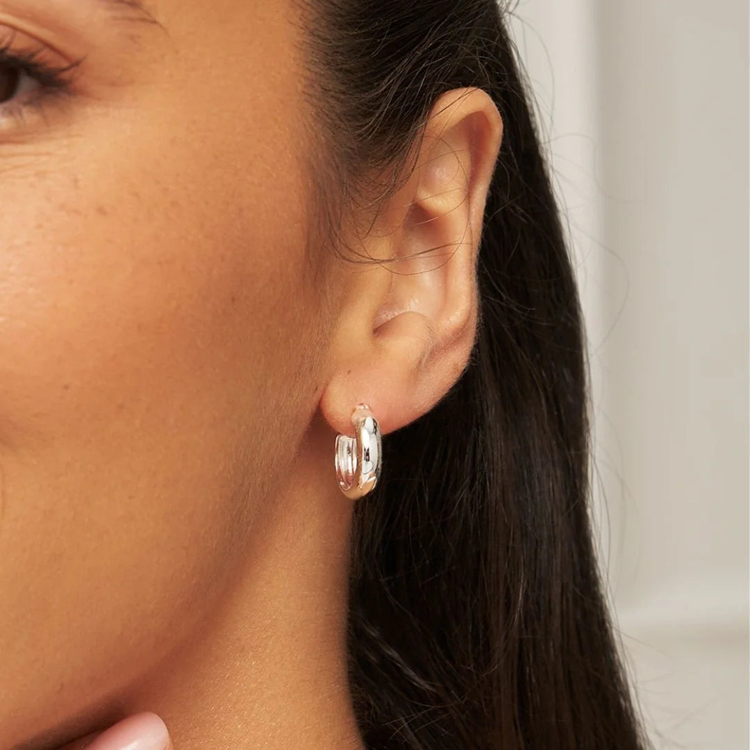 Silver-Tone Plain Hoop Earrings