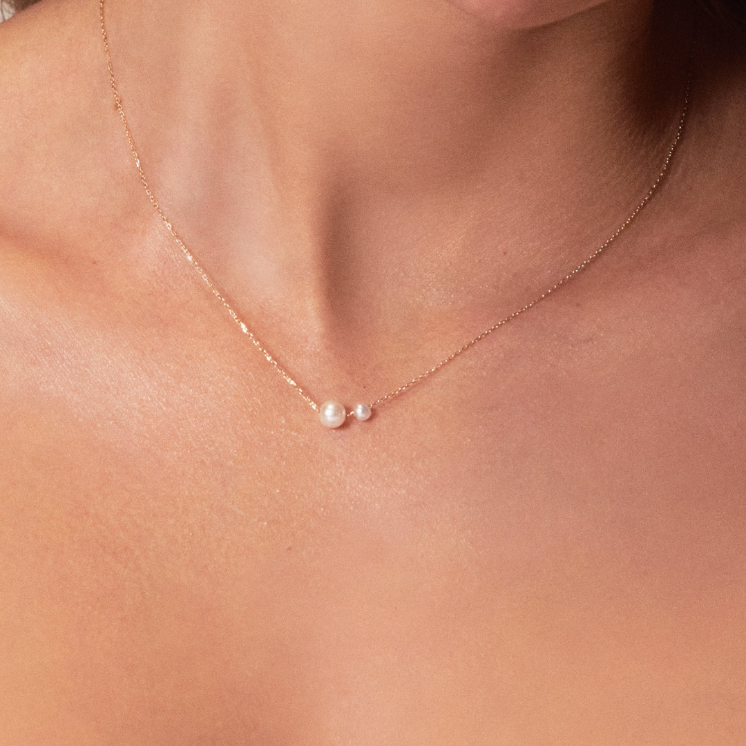 Gold-Tone Large and Small Pearl-Style Necklace