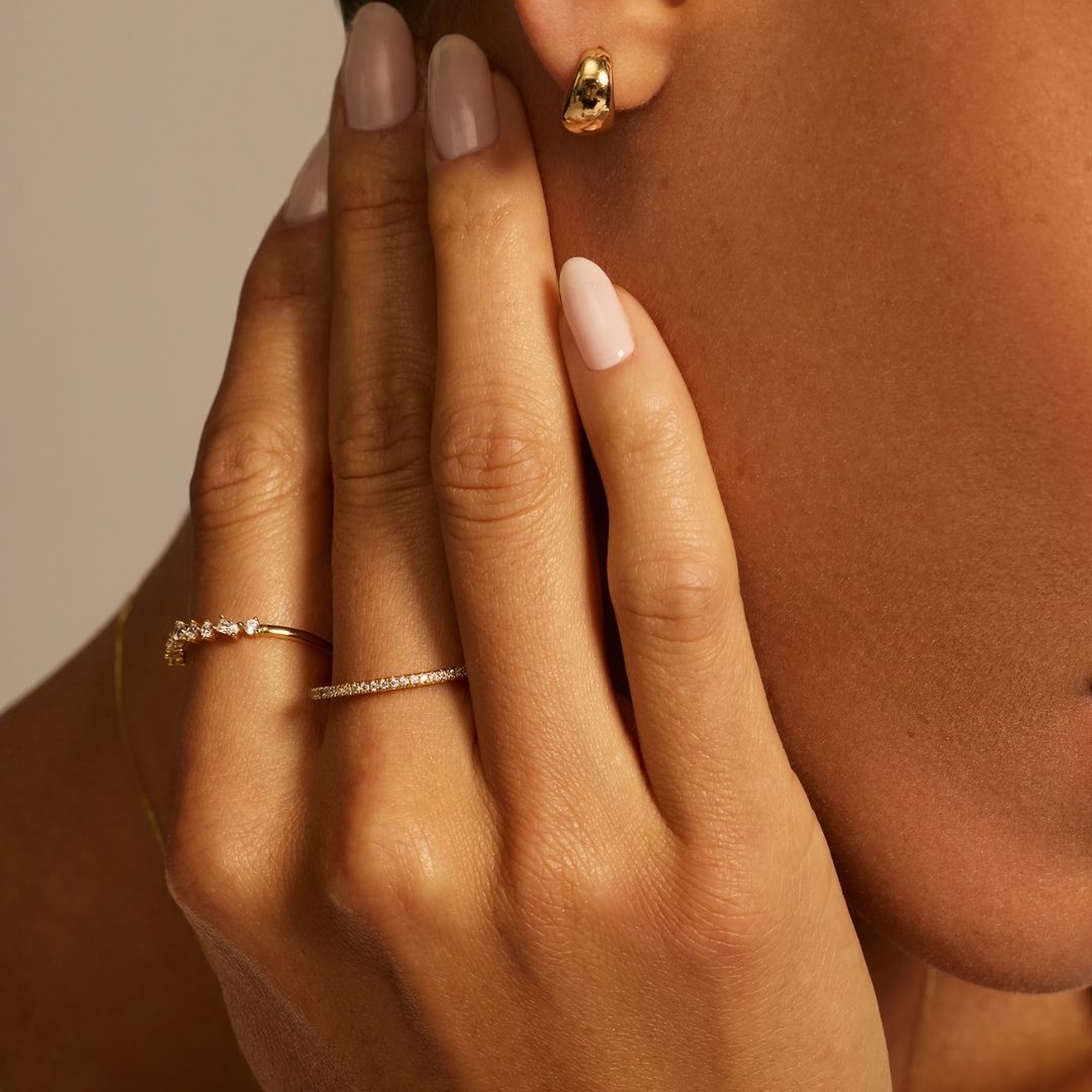 Gold-Tone Crystal-Style Mixed Cluster Ring