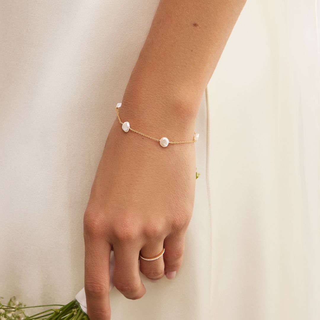 Gold-Tone Five Pearl-Style Bracelet