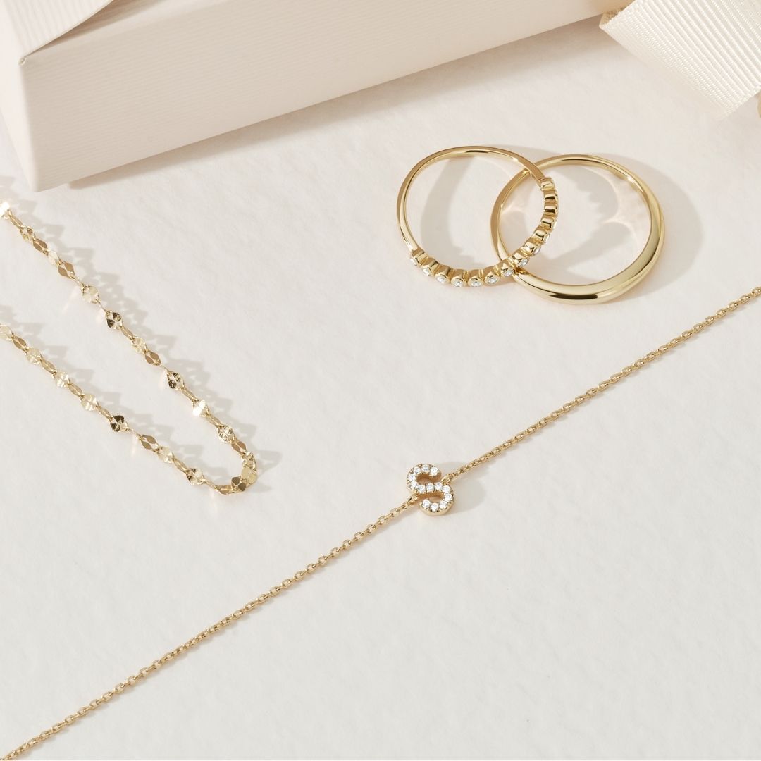 Gold-Tone Crystal-Style Mini Initial Letter Bracelet