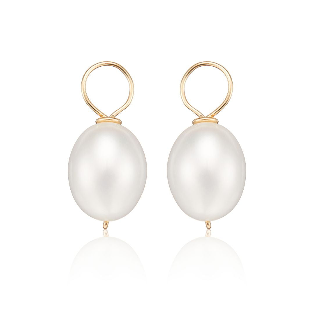 Gold-Tone Large Pearl-Style Drop Earrings