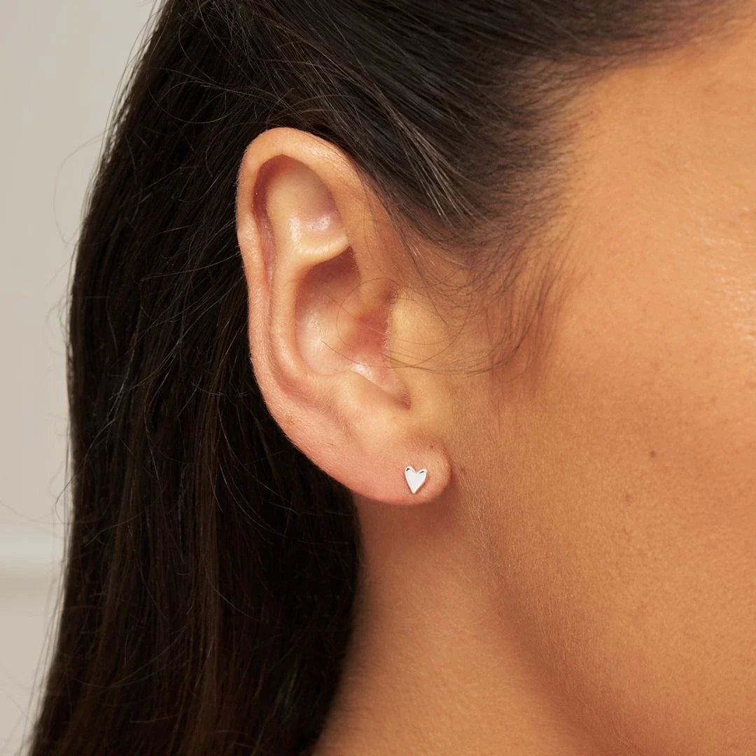Silver-Tone Tiny Heart Stud Earrings