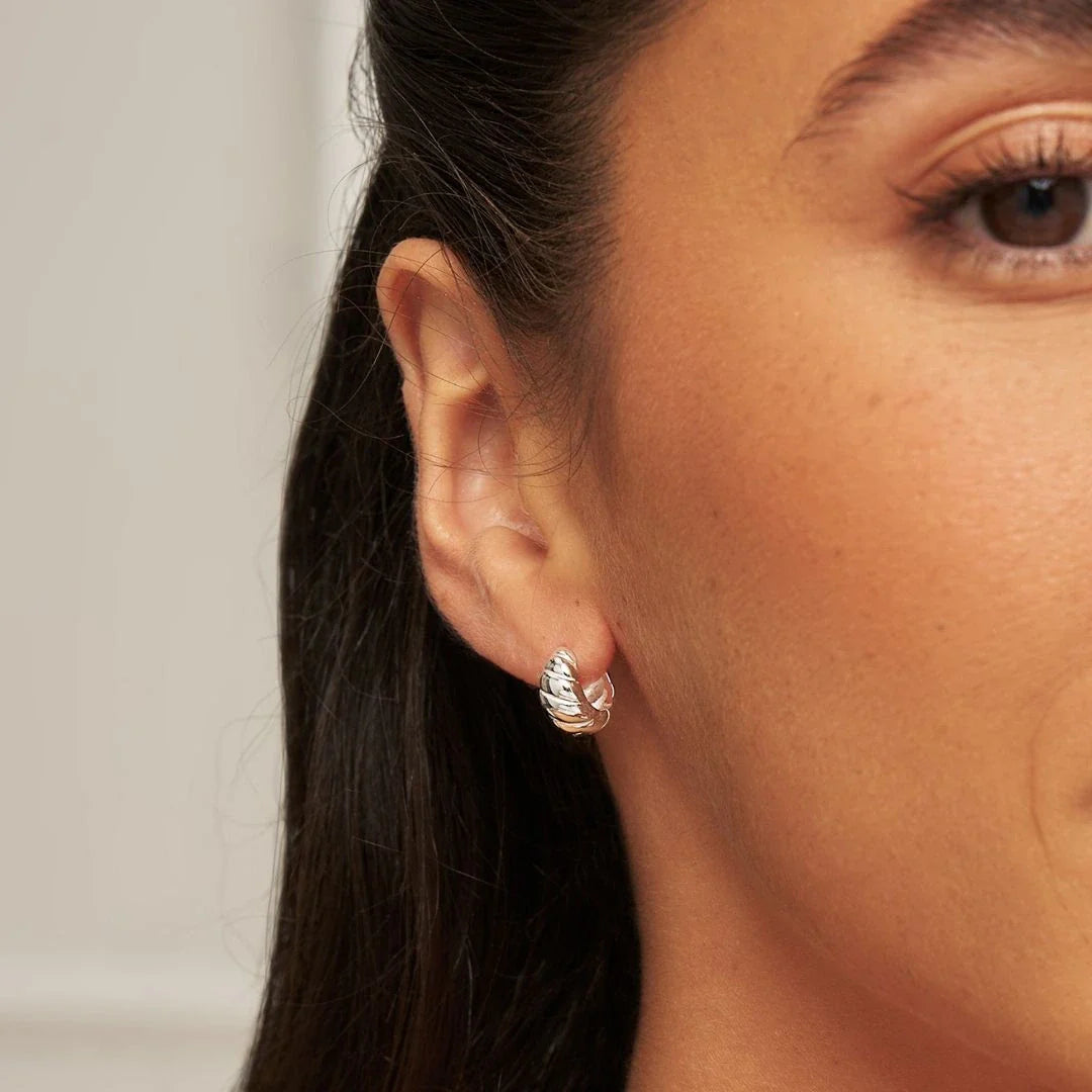 Silver-Tone Mini Twisted Hoop Earrings