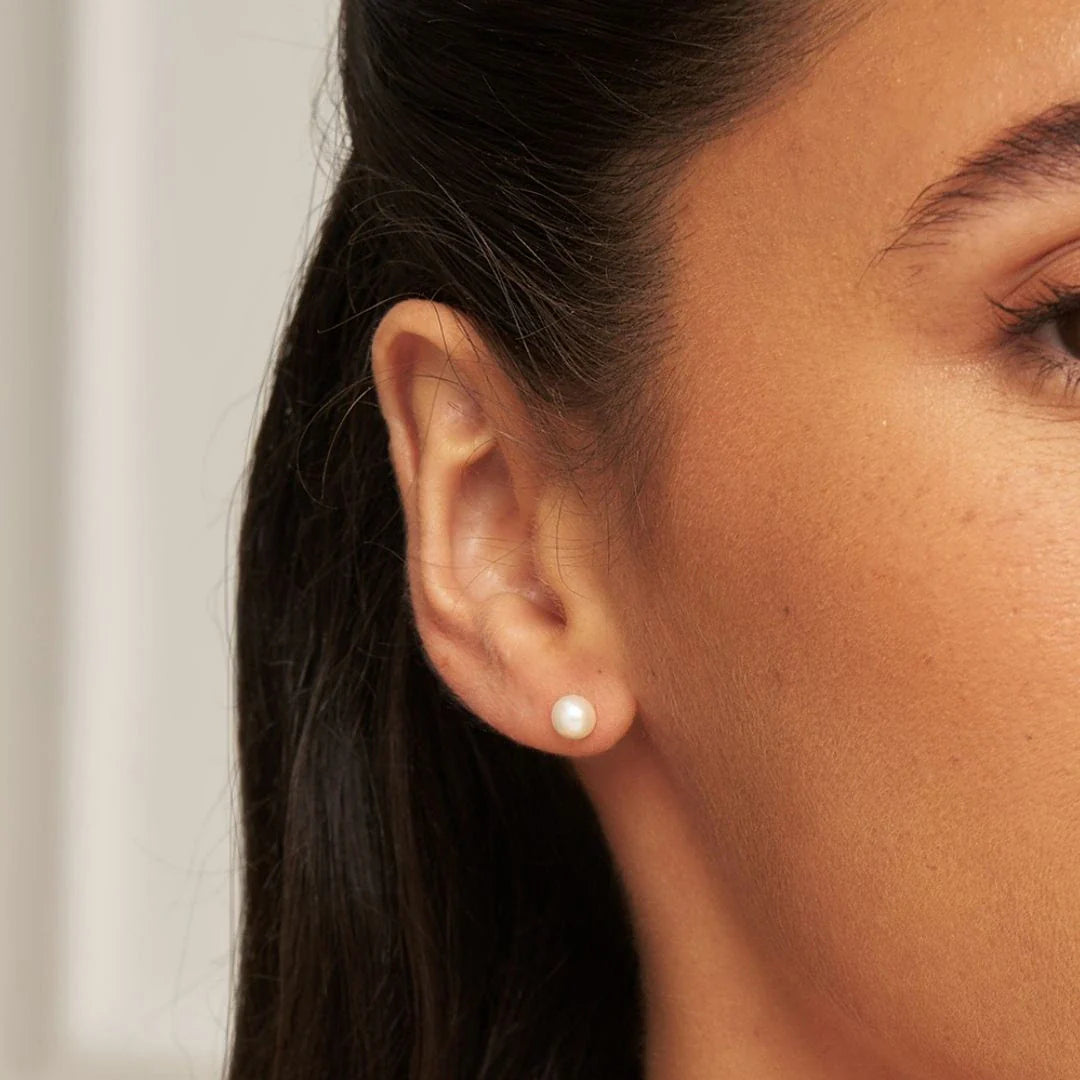 Silver-Tone Single Pearl-Style Stud Earrings