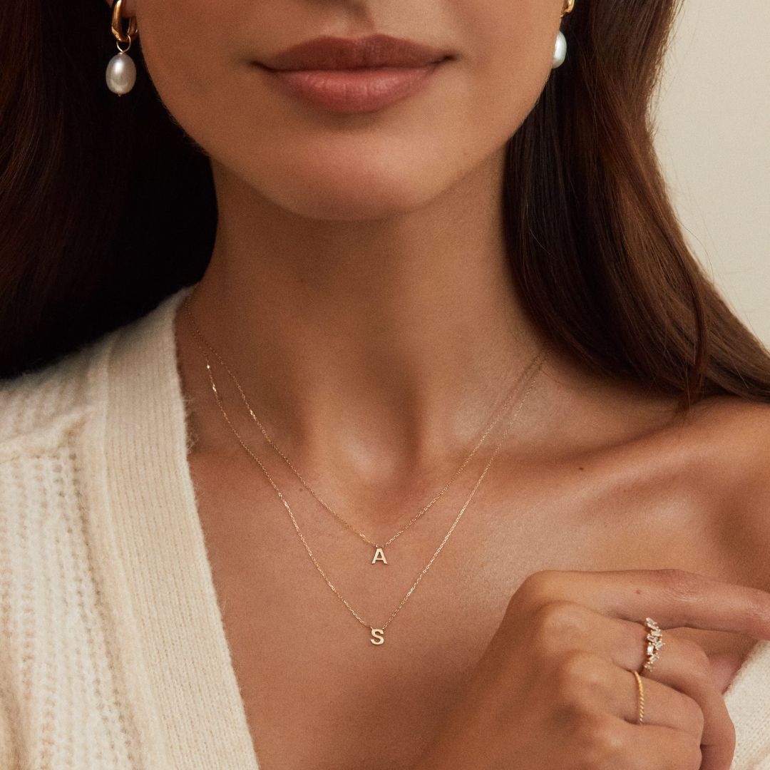 Gold-Tone Mini Initial Letter Necklace