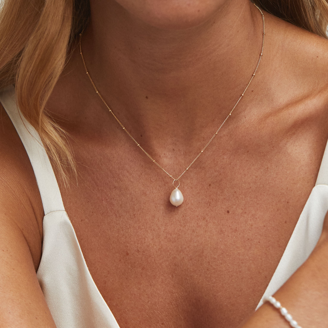 Rose Gold-Tone Large Pearl-Style Satellite Necklace