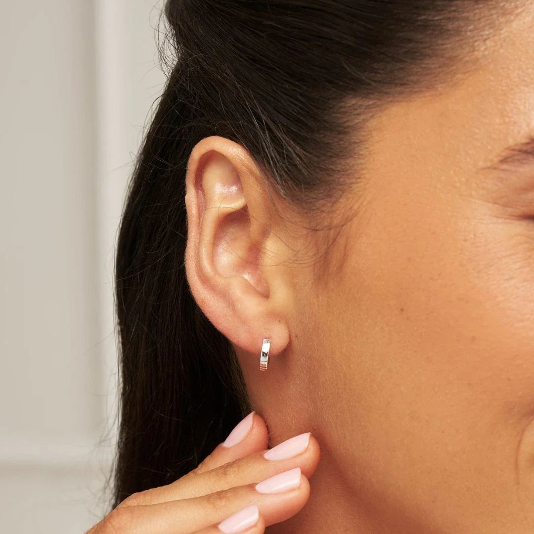 Silver-Tone Plain Huggie Hoop Earrings