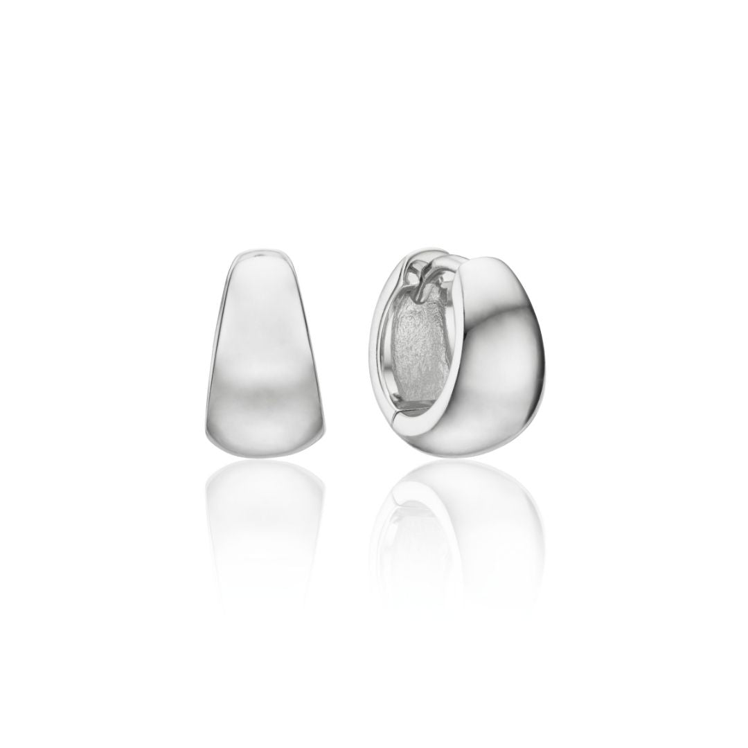 Silver-Tone Chunky Huggie Hoop Earrings