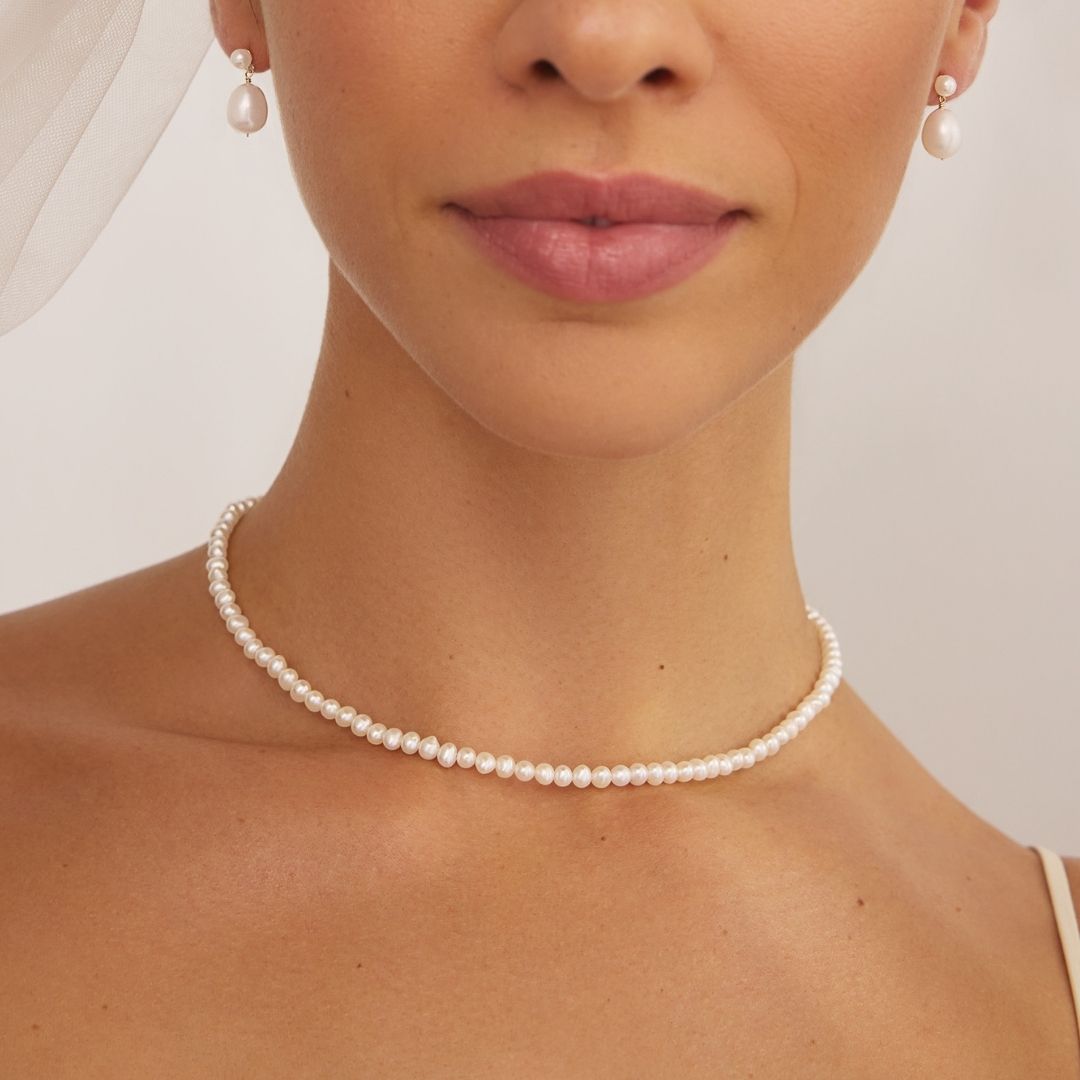 Silver-Tone Pearl-Style Choker Necklace