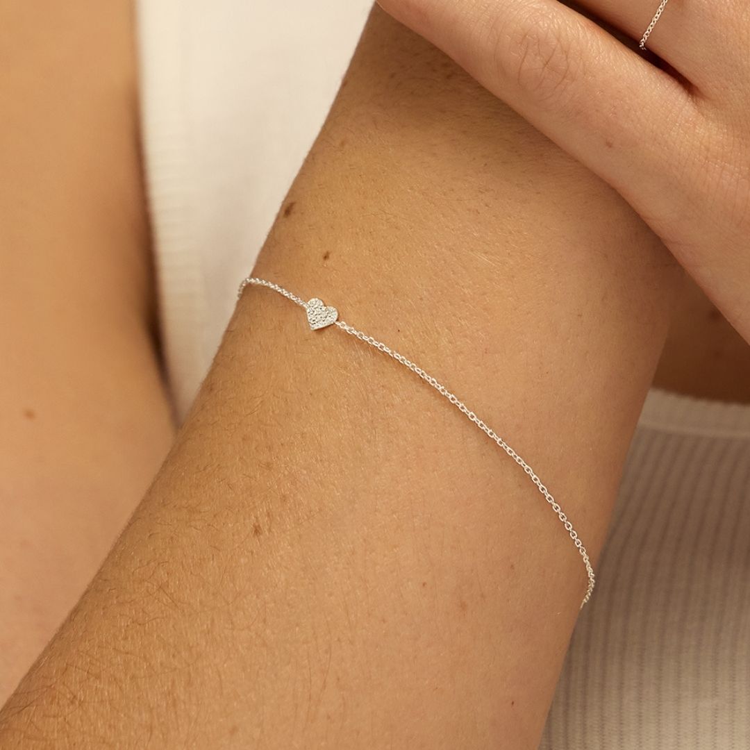 Silver-Tone Crystal-Style Cluster Heart Bracelet