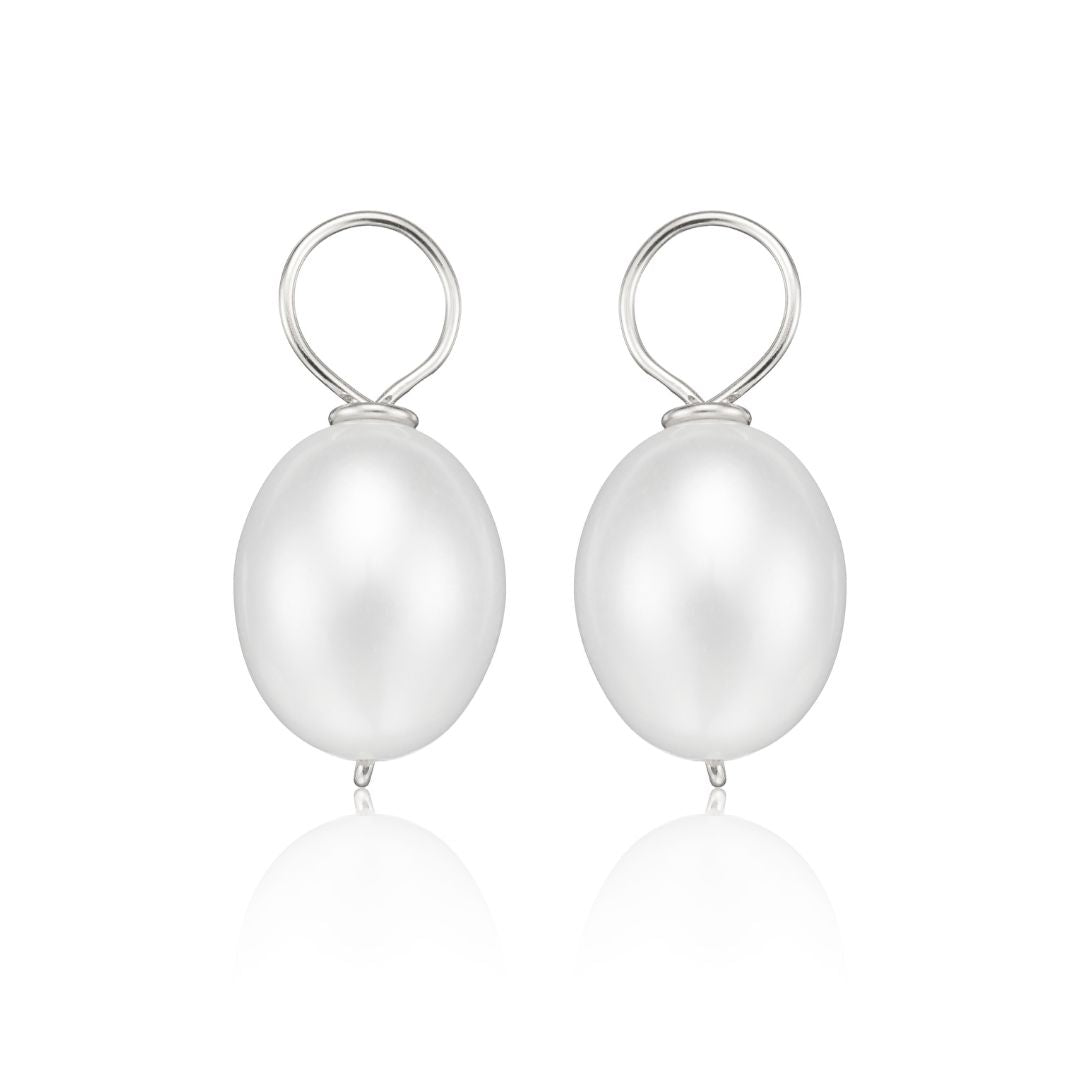 Silver-Tone Large Pearl-Style Drop Earrings