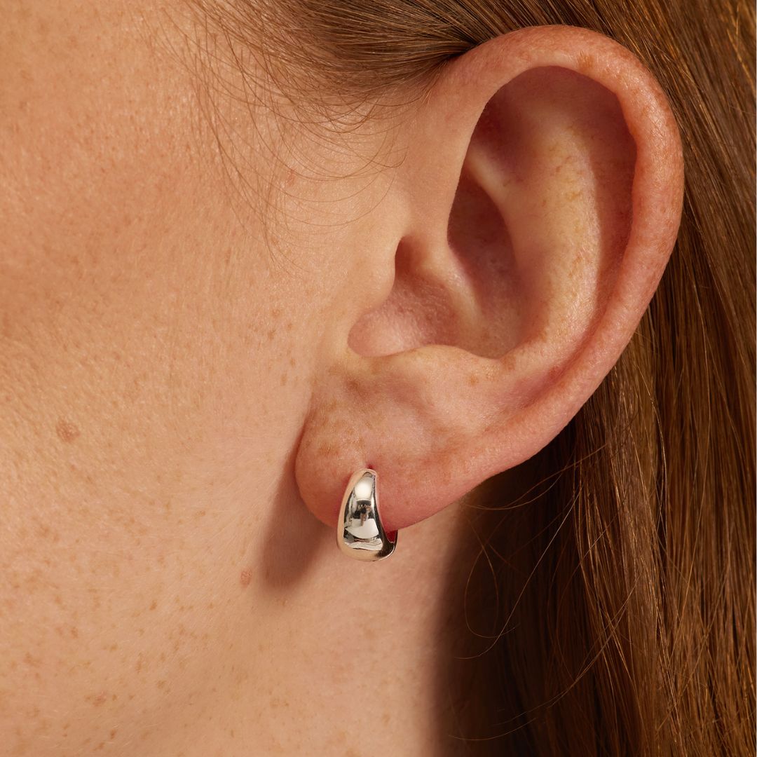 Silver-Tone Chunky Huggie Hoop Earrings