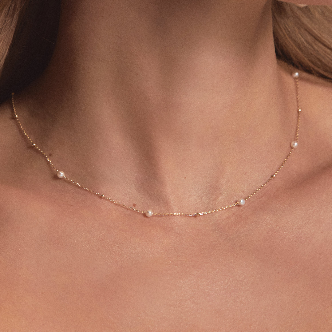 Gold-Tone Five Pearl-Style Satellite Necklace