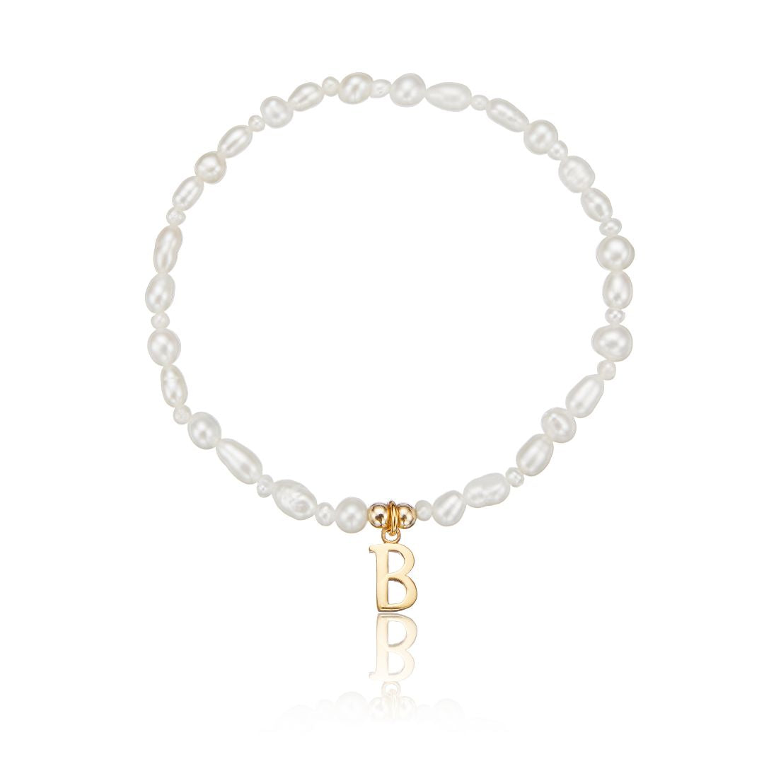 Gold-Tone Pearl-Style Initial Letter Bracelet