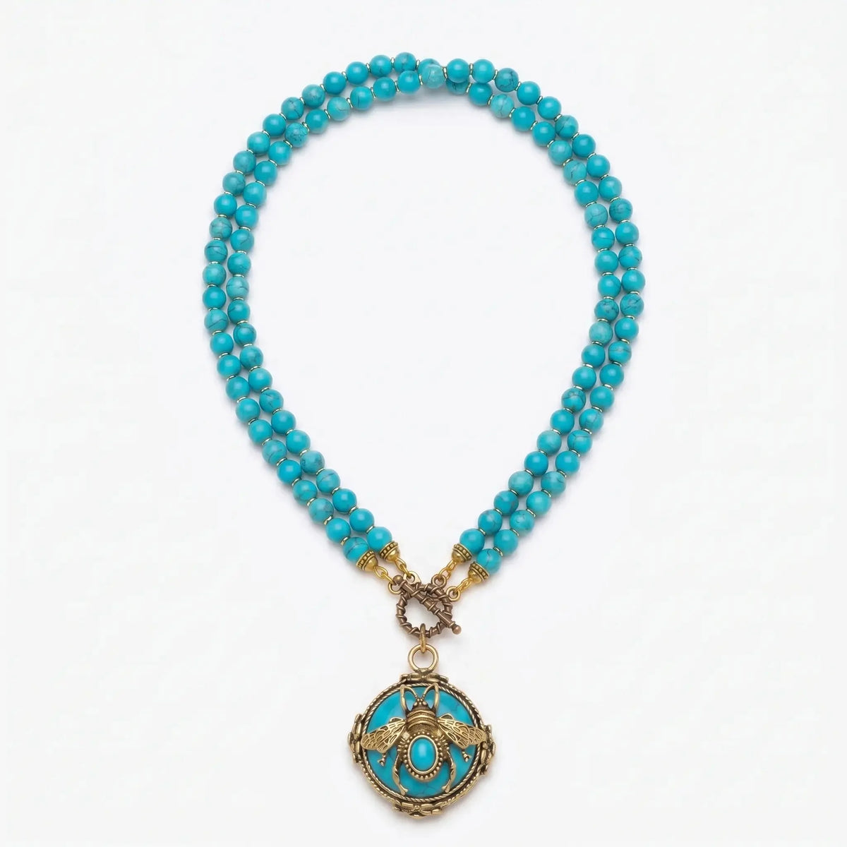BeeQueen Vintage Bee Pendant Beaded Necklace