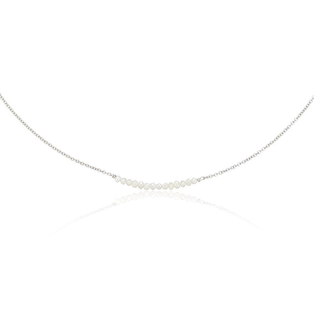 White Gold-Tone Small Pearl-Style Cluster Choker