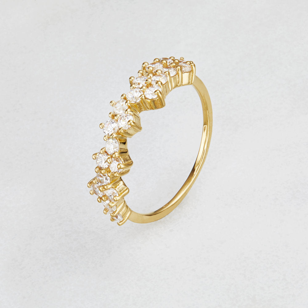 Gold-Tone Crystal-Style Cluster Ring