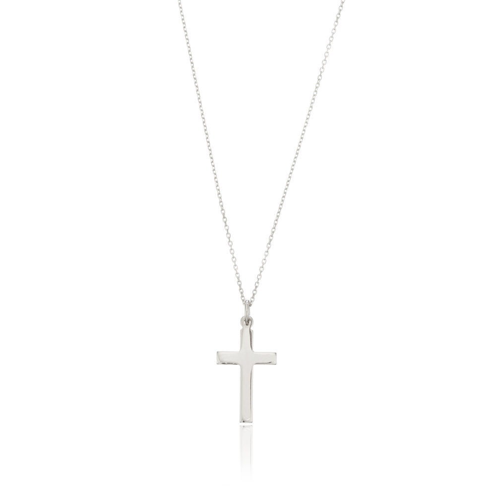 White Gold-Tone Cross Necklace