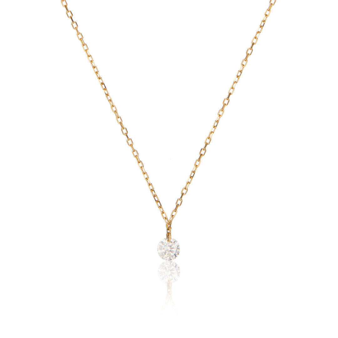 Gold-Tone Large Floating Crystal-Style Necklace