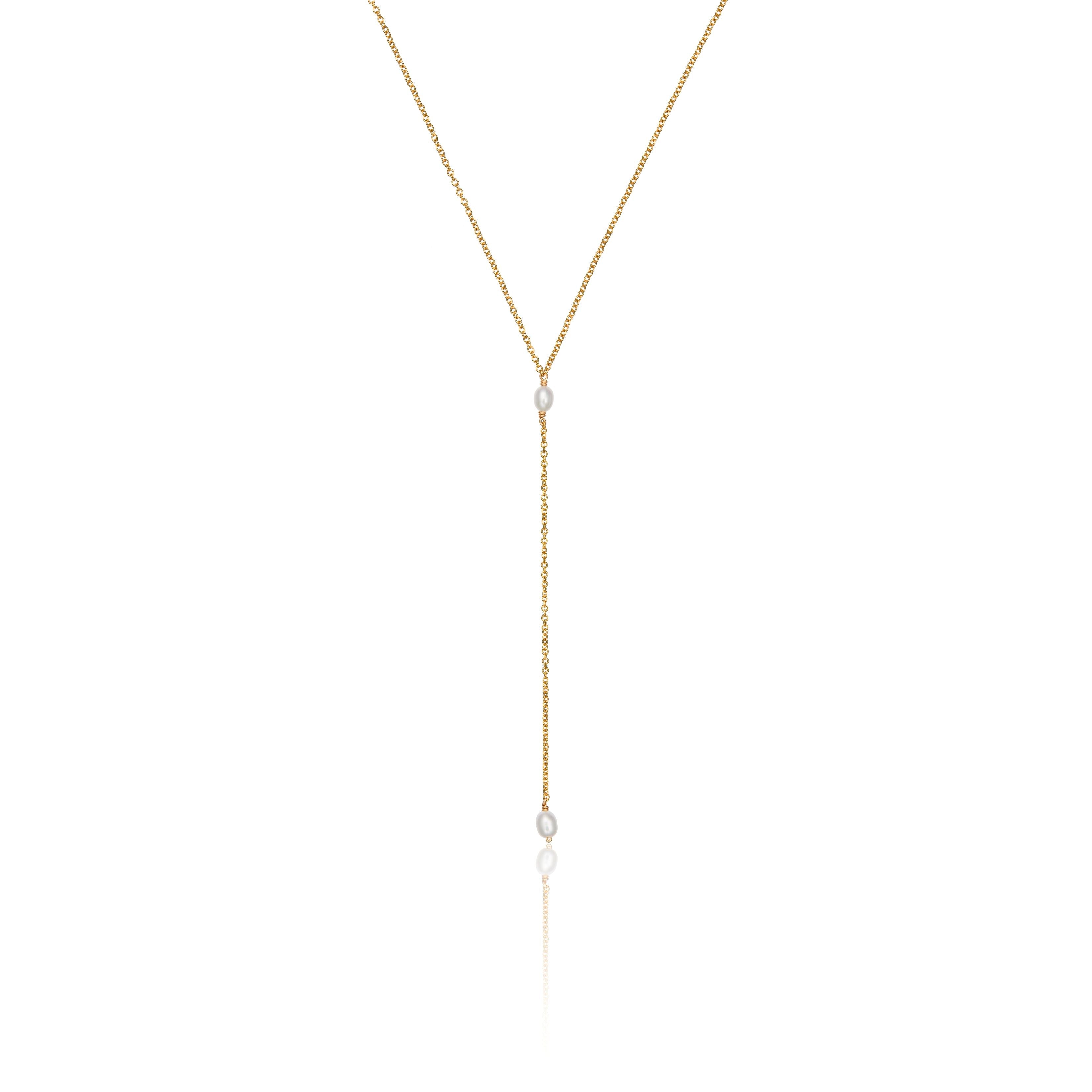 Gold-Tone Double Seed Pearl-Style Lariat Necklace