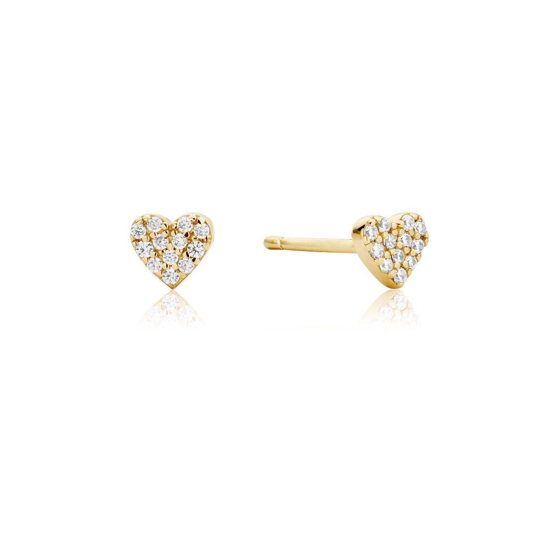Gold-Tone Crystal-Style Cluster Heart Stud Earrings
