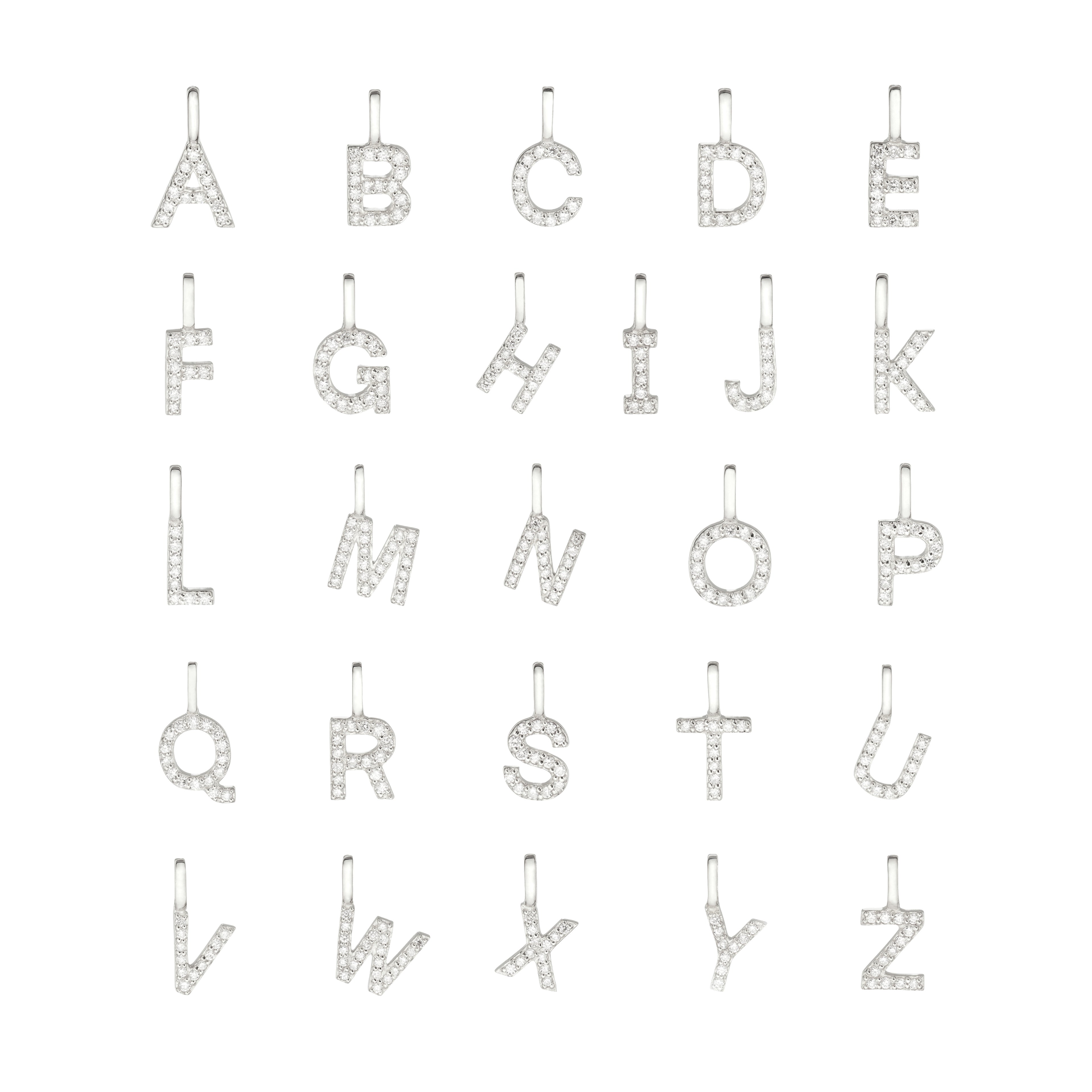 White Gold-Tone Crystal-Style Initial Letter Necklace