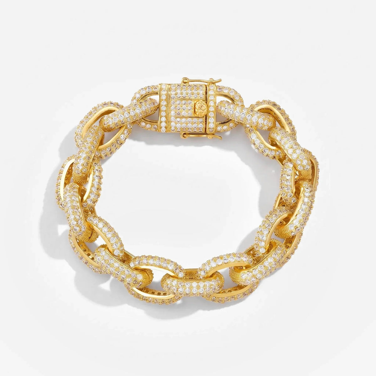 Crystal-Style Curb Chain Bracelet in Gold-Tone