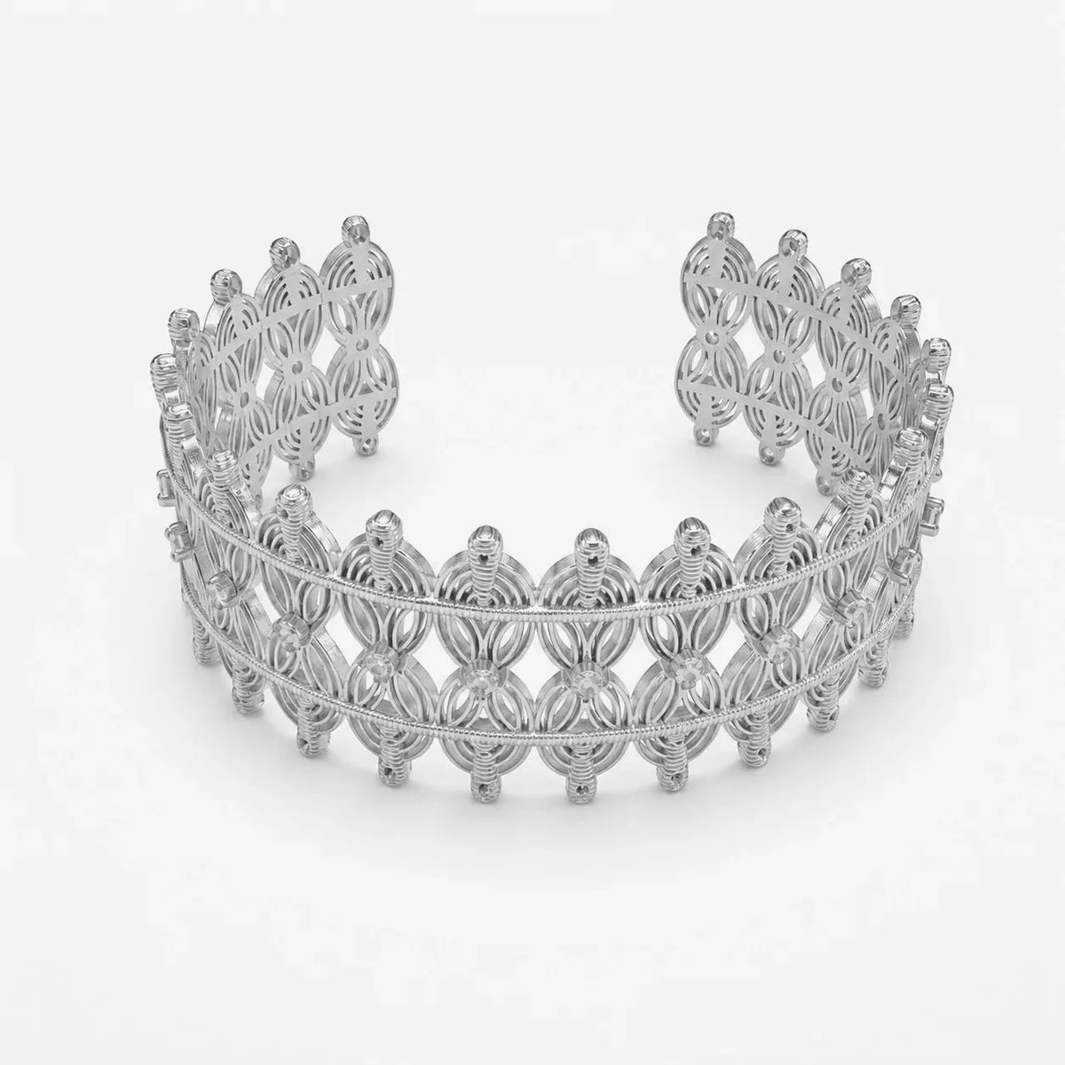 Gold-Tone Filigree Crown Cuff Bracelet