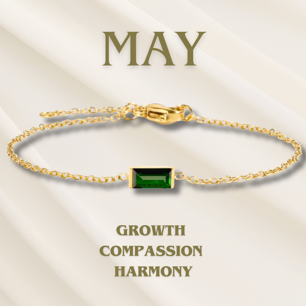 Gold-Tone Multicolor Birthstone-Style Crystal Chain Bracelet for Women Gift