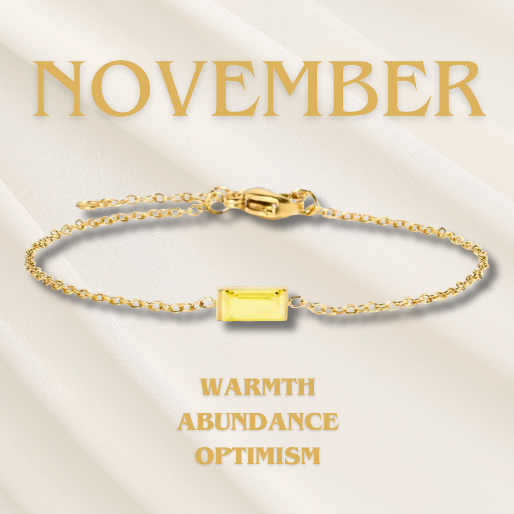 Gold-Tone Multicolor Birthstone-Style Crystal Chain Bracelet for Women Gift