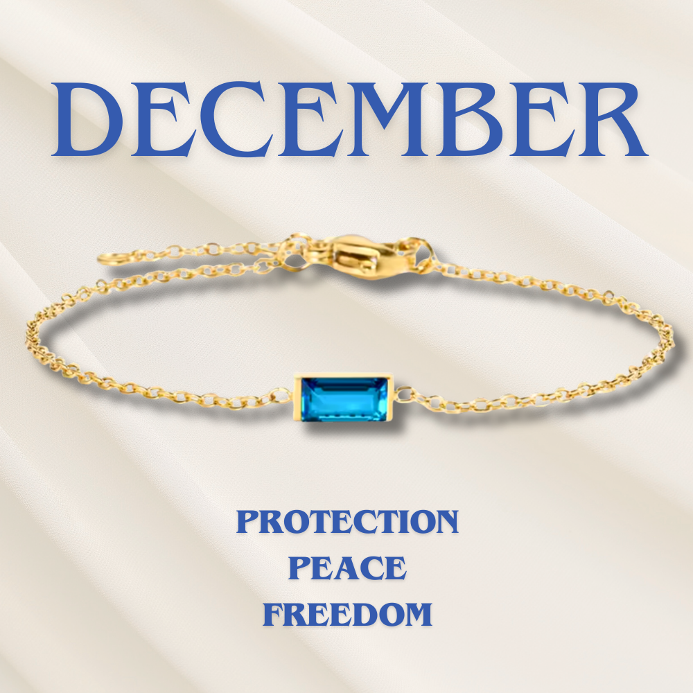 Gold-Tone Multicolor Birthstone-Style Crystal Chain Bracelet for Women Gift