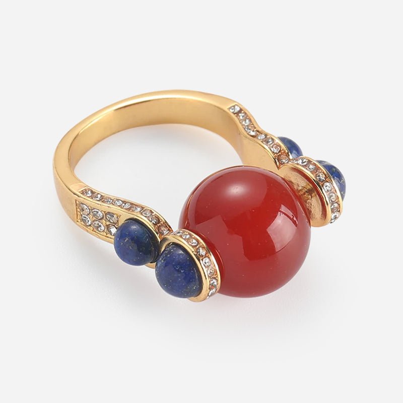 Gold-Tone Multicolor Crystal-Style Statement Ring
