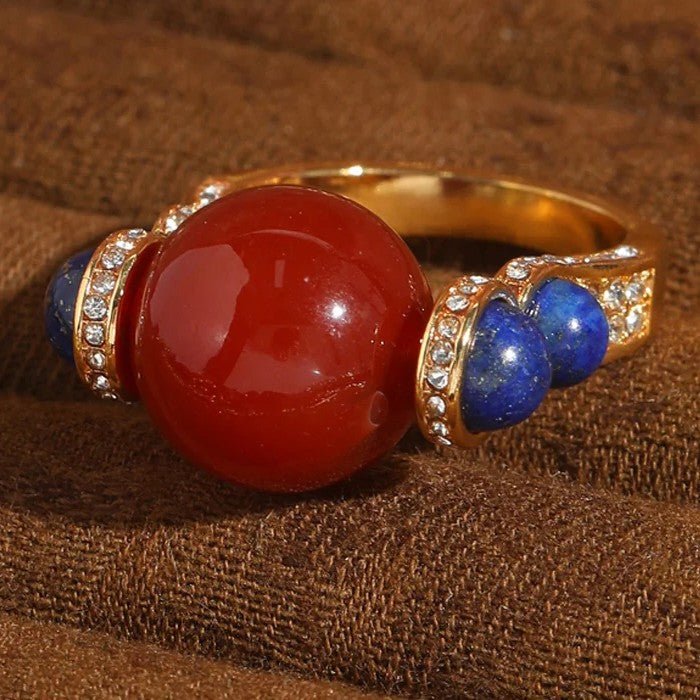 Gold-Tone Multicolor Crystal-Style Statement Ring