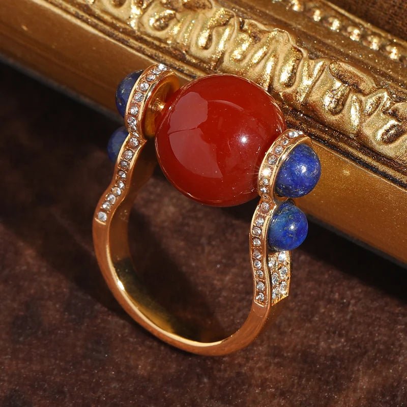 Gold-Tone Multicolor Crystal-Style Statement Ring