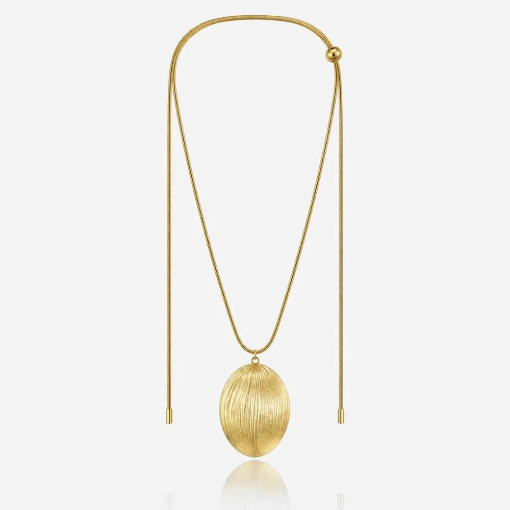 Gold-Tone Sculpted Seed Pendant Necklace