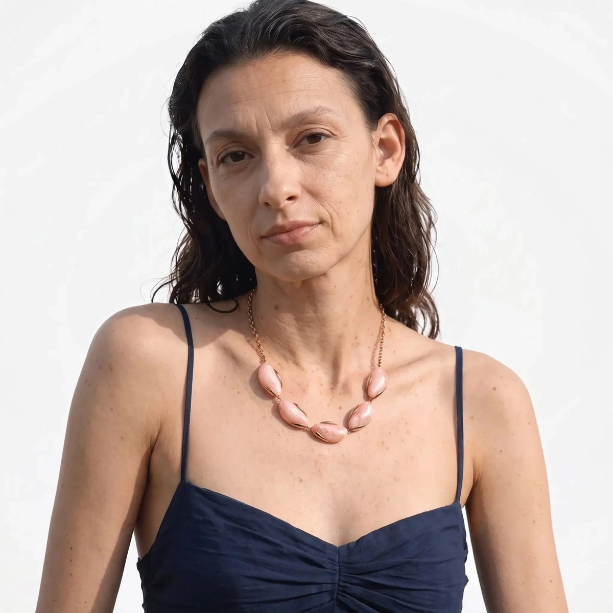 Stone-Style Statement Necklace in Gold-Tone