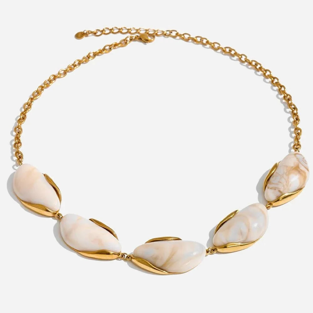 Stone-Style Statement Necklace in Gold-Tone