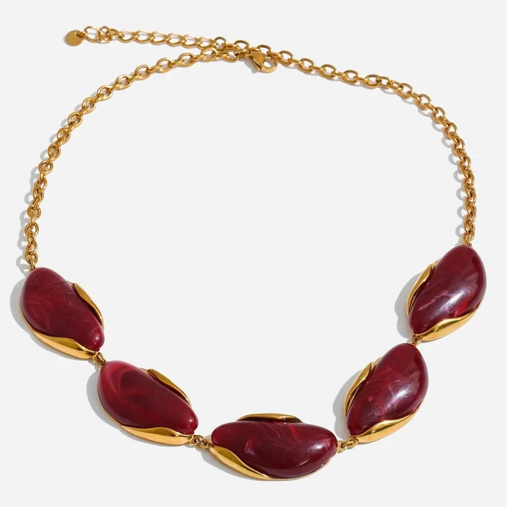 Stone-Style Statement Necklace in Gold-Tone