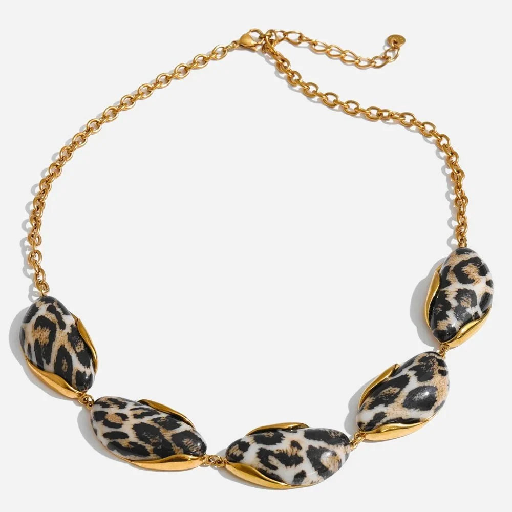 Stone-Style Statement Necklace in Gold-Tone